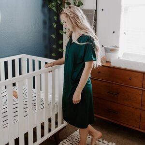 Milkmaid Goods 24/7 Dress in Hunter Green; 95% Bamboo